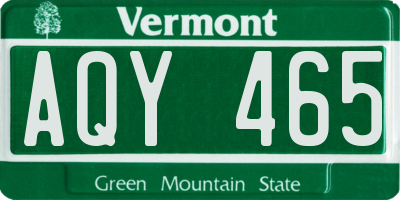 VT license plate AQY465