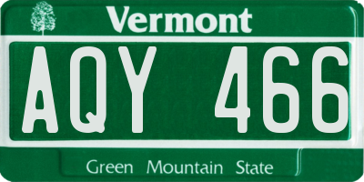 VT license plate AQY466