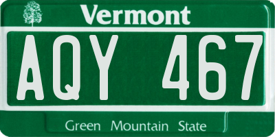 VT license plate AQY467
