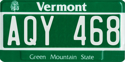 VT license plate AQY468