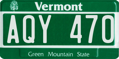VT license plate AQY470