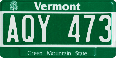 VT license plate AQY473