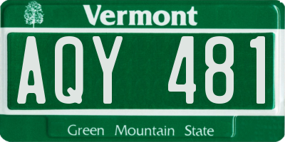 VT license plate AQY481