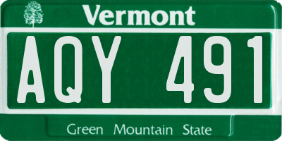 VT license plate AQY491