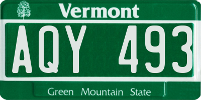 VT license plate AQY493