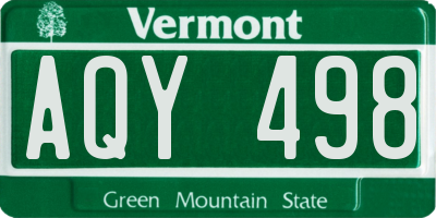 VT license plate AQY498