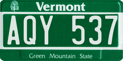 VT license plate AQY537