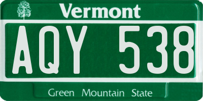 VT license plate AQY538