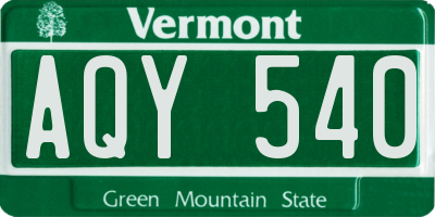 VT license plate AQY540
