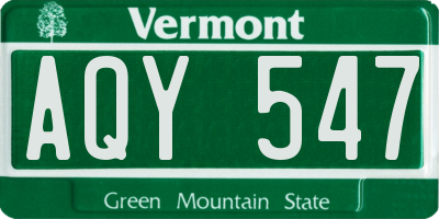 VT license plate AQY547
