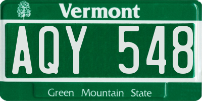 VT license plate AQY548