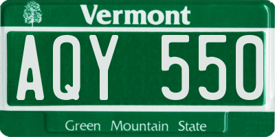 VT license plate AQY550
