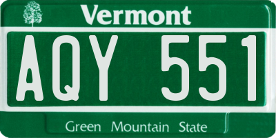 VT license plate AQY551