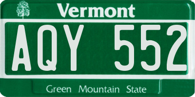 VT license plate AQY552