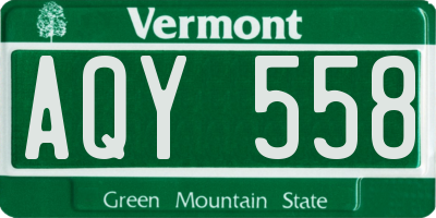 VT license plate AQY558