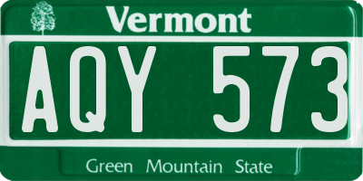 VT license plate AQY573