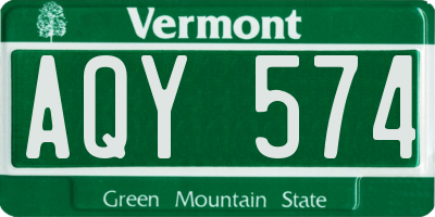 VT license plate AQY574