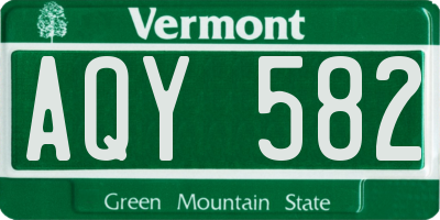 VT license plate AQY582