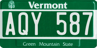 VT license plate AQY587
