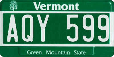 VT license plate AQY599
