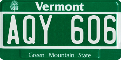 VT license plate AQY606