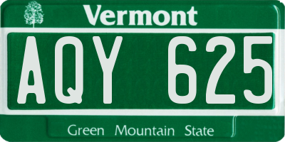 VT license plate AQY625