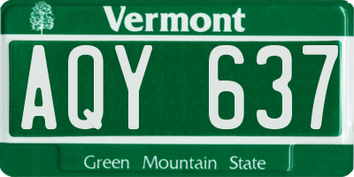 VT license plate AQY637
