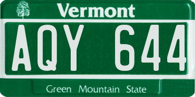 VT license plate AQY644