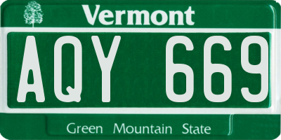 VT license plate AQY669