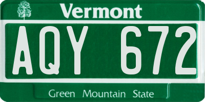 VT license plate AQY672