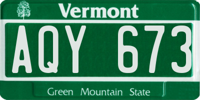 VT license plate AQY673