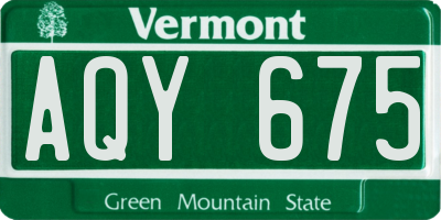 VT license plate AQY675