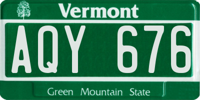VT license plate AQY676