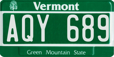 VT license plate AQY689