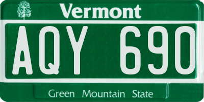 VT license plate AQY690