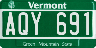 VT license plate AQY691