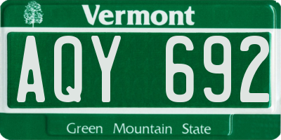 VT license plate AQY692