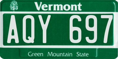 VT license plate AQY697