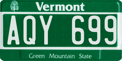 VT license plate AQY699