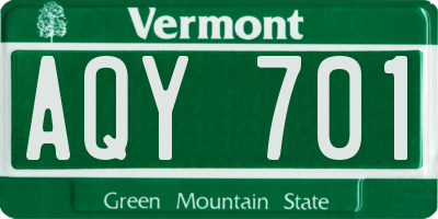 VT license plate AQY701