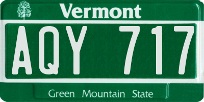 VT license plate AQY717