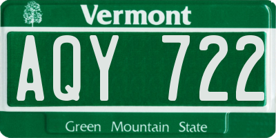 VT license plate AQY722
