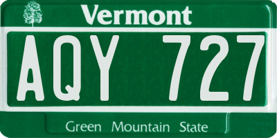 VT license plate AQY727
