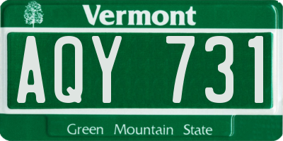 VT license plate AQY731
