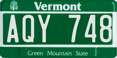 VT license plate AQY748