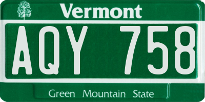 VT license plate AQY758
