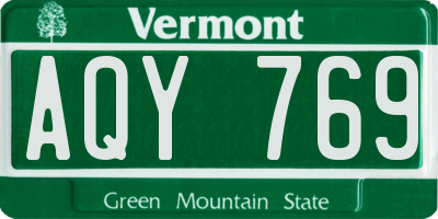 VT license plate AQY769