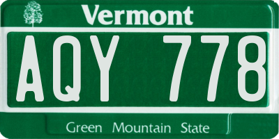 VT license plate AQY778