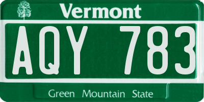 VT license plate AQY783