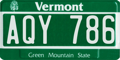 VT license plate AQY786